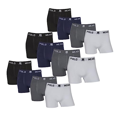 Kit 12 Cueca Boxer sem Costura Polo Wear Masculino Confortavél Cor:Sortidas;Tamanho:G