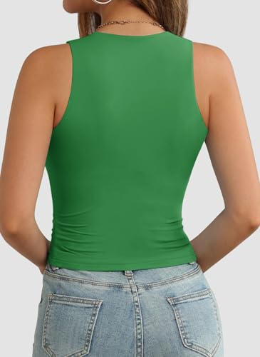 Image of ATHMILE Womens Double Lined Crop Tank Tops Casual Basic Shirts Sleeveless Workout Tops Cute Summer Clothes Teen Girls