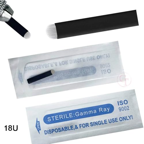 50 Stück Einweg-Mikroblading-Nadelklingen Nano 0,16 mm U20 sterilisierte Augenbrauennadeln für manuelle Tattoo-Stifte (0.16mm U20)