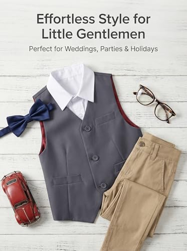Image of Boys Formal Suit Vest Kids 3 Button Adjustable Back Strap Toddler Vests