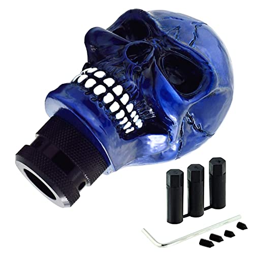 Lunsom Skull Gear Shift Head Resin Shifter Knob Car Transmission Shifting Stick Handle Fit Most Automatic Manual Vehicle (Navy Blue) - Thumbnail 6