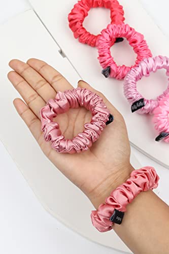 Image of Premium Satin Scrunchies for Women | Hair Bands, Ponytail Holders & Rubber Bands | Skinny, Fluffy, No-Damage Hair Ties | Girls Hair Accessories | Small Size | Pack of 6