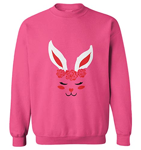 Bunny Ears with Roses - Easter Rabbit Toddler Fleece Crewneck Sweater