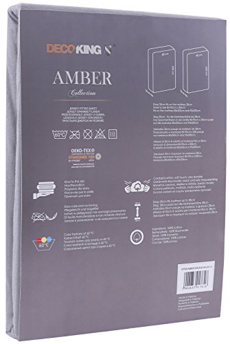 DecoKing Fitted Sheet Super Emperor 100% Combed Cotton Soft Jersey Bed Sheet 200x220-220x240 cm Steel Amber - Image 3