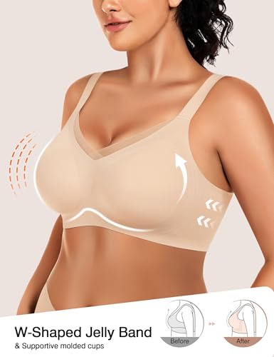 Image of VRVOCIE Wireless Bras for Women No Underwire Crossover V Mesh Seamless Supportive Bralettes Full Coverage Everyday Bra