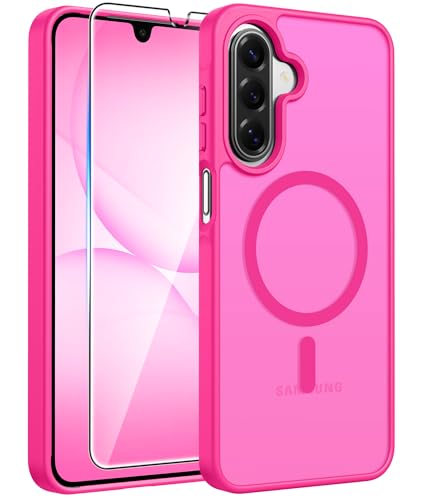 Image of FNTCASE for Galaxy A17 /A16 5G Phone Case: for Samsung A17 Cases [Compatible with Magsafe] [Screen Protector] Matte Translucent Military Grade Protection for Samsung A 17 & A 16 4G Cover - Hot Pink