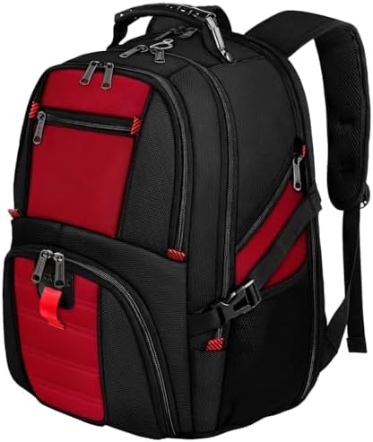 YOREPEK 18.4 Laptop Backpack,Large Backpacks Fit Most 18 Inch Laptop with USB Charger Port,TSA Friendly Flight Approved Weekend Carry on Backpack with Luggage Strap for Men and Women, Red
