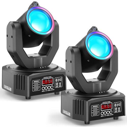 2PCS Cabeza Móvil Beam RGBW 3 en 1 de 30W, Tira de Luces con Efecto de Persecución d-mx512 Sonido Activo con Control Remoto para DJ Fiestas Discotecas Bodas Escenarios y Espectáculos