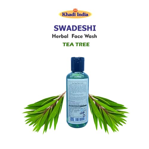 Image of Khadi Natural 100% Herbal Tea Tree Face Wash - Anti-Acne & Oil Control Cleanser for Clear, Fresh Skin, Fights Bacteria & Breakouts, Sulfate & Paraben Free - 420ml