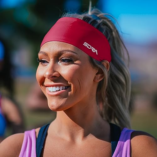 Image of Suddora Solid Color Wide Headband /Sweatband - Workout, Football, Soccer, Yoga (Red)