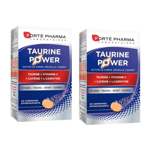 Forté Pharma -Pack x2 Taurine Power - Complément Alimentaire - Booster d'Énergie, Anti fatigue, Coup de boost - Caféine, Vitamine C, L carnitine, Magnesium...