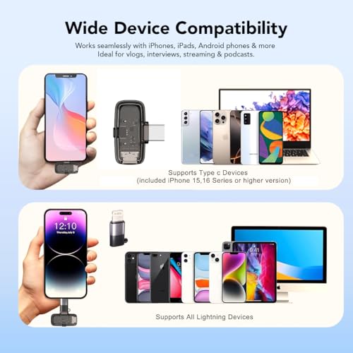 Image of UTECTION by VOOK Wireless Mic with Noise Cancellation - Clip-On Collar Mic for iPhone & Android | Long Battery | Mic Wireless for YouTube, Vlogging & Video Recording