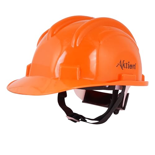 Image of Aktion AK H12 ORG Safety Helmets Rachet Type, IS 2925:1984 Color: Orange, Pack of 10