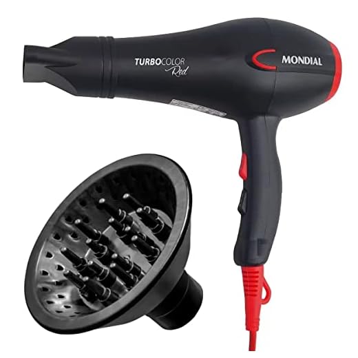 Secador De Cabelo Com Difusor Cachos Mondial Turbo Color Red 2000W - 220v