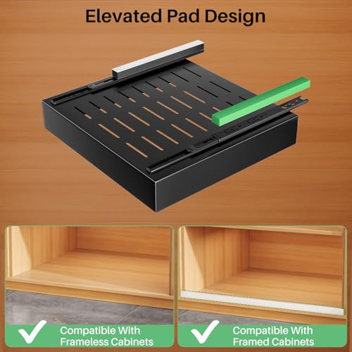 Pull out Cabinet Organizer, 21"Deep, 11.8"Wide Full-Extension Heavy Duty Slide out Drawers with Nano Adhesive, Roll Out Shelves Sliding Cabinet for Kitchen, Bathroom, Pantry,Under Sink Storage(Black) by Kitstorack - Used condition - Image 3