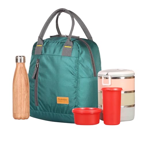 Image of Outrider Polyester Jumbo Lunch Bag,Lunch Bag for Office Men, Women and Kids, Quality Tiffin Bag for School, Picnic, Work, Carry Bag for Lunch Box, 12 litres, Green