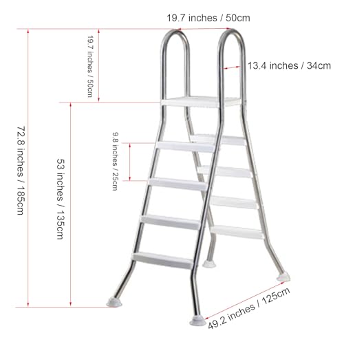 Escalera para piscina elevada acero inoxidable 4 pasos miniatura 6