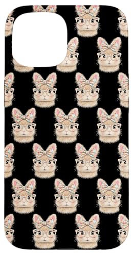 Cute Bunny Face Glasses Floral Bowknot Rabbit Printed Easter �X�}�z�P�[�X iPhone 15 �p