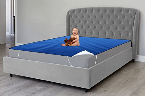 Image of The Furnishing Tree Mattress Protector /Waterproof Bedsheet Size WxL 36x72 inches Single Bed One Unit Polyester RoyalBlue