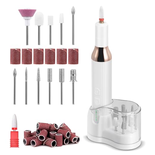 Cordless Electric Nail Drill for Acrylic Gel Nails Polishing Removing Professional 18000 RPM Nail File with Rechargeable Base