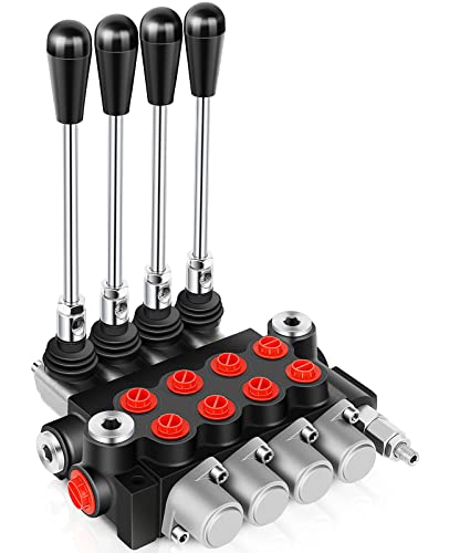 GYZJ Hydraulic Flow Control Valve 4 Spool 11 GPM SAE Ports Adjustable Relief Lever Handle Double Acting Parallel Center…