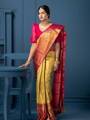 Sari Banarasi de diseño étnico en tejido Zari elegante color magenta 6
