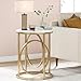 Tribesigns Round End Table for Living Room, Modern Marble Side Table with Gold Metal Frame, White and Gold Accent Table, 26-Inch Tall Narrow Nightstand for Bedroom