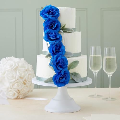 Image of Bright Creations Blue Roses Artificial Flowers - Set of 50 3 in Stemless Silk Roses - Royal Blue Reusable Water-Resistant Faux Bouquet Decor for Wedding & Home