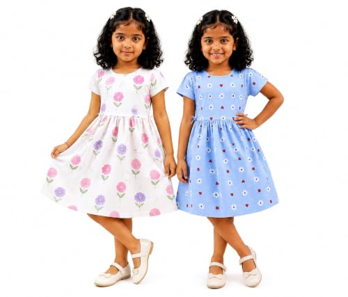 Image of Kids Girls Combo Frock | Girl Cotton Blend Dress | Princess Style Frock | Birthday, Casual & Festive Outfit
