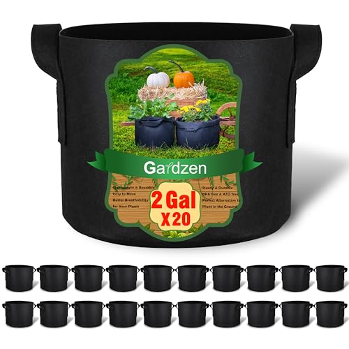 Gardzen Paquete de 20 Bolsas de Cultivo de 2 galones, macetas de Tela de aireación con Asas, Maceta para Plantas