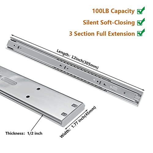 Image of LONTAN 10 Pairs Soft Close Drawer Slides 12 Inch Heavy Duty Cabinet Rails