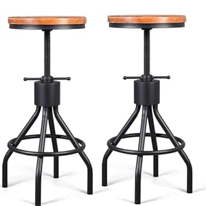 Industrial Bar Stool-Set of 2-Swivel Counter Coffee Chair-Extra Pub Height Adjustable 22-33 inch Industrial Bar Stool Set of 2 Swivel Counter Coffee Chair Extra Pub Height Adjustable 22 33 inch