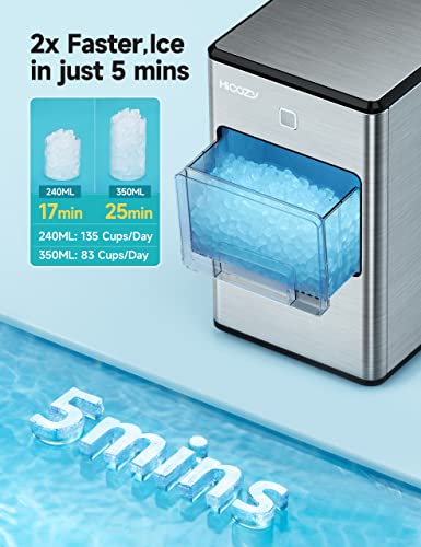 HiCOZY Nugget Ice Makers Countertop, Compact Crushed Ice Maker, Produce Ice in 5 Mins, 55LB Per Day, Self-Cleaning and Automatic Water Refill, Suitable for Home, Office (Black)