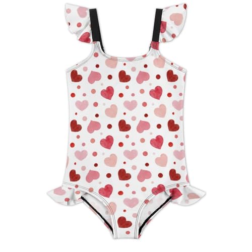Image of Girls One Piece Swimsuit Polka Dots Ruffles Swimwear Bathing Suits 3-12 Years