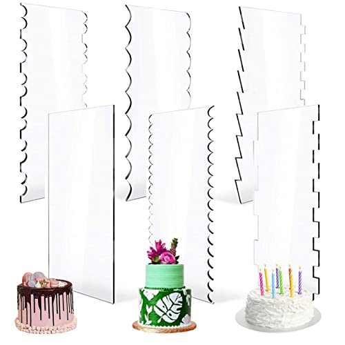 Kuchenschaber aus transparentem Acryl, 6 Stück, für Kuchen, Streifen, Kanten, Zuckerguss, Seiten, Kuchenschaber, Kämme für DIY, Creme, Kuchendekoration, Mousse, Küchenzubehör Cover