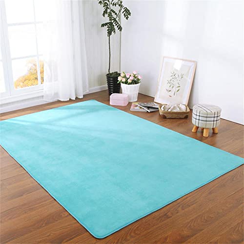 Grand tapis salon turquoise moderne LUNEZY abstrait décoratif - 2