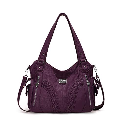 KL928 sac à main femmes sacs sacs à bandoulière femmes sac à main sacs à bandoulière poignée supérieure sac Hobo souple en cuir PU synthétique cuir dames sac pour femmes (1555-purple) Cover