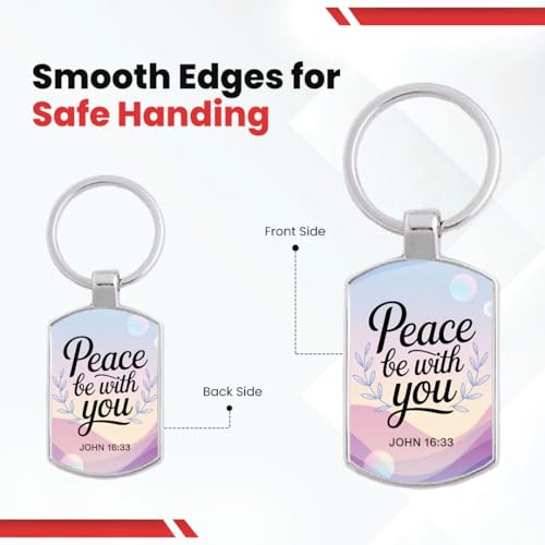 Image of Stylish Metal Keychains with Permanent Glossy Print - Inspirational Quotes & Spiritual Designs - Perfect Key chains for loved ones, Personal Use, Gifts & Return Gifts
