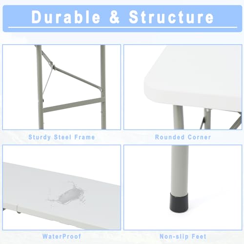 Table pliante robuste 120 cm table de pique-nique plastique extérieure - 5