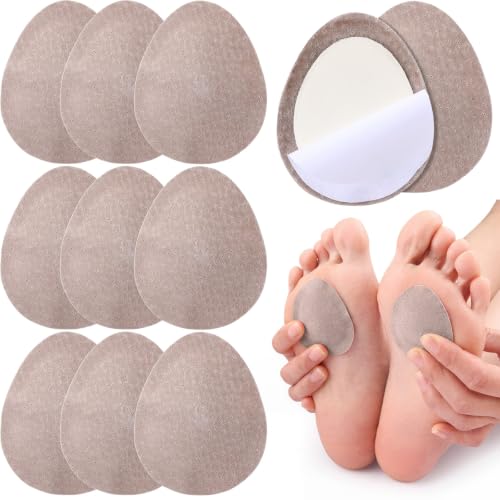 Image of Syhood 20 Pieces Metatarsal Felt Pads Foot Insert Pads Ball of Cushion for Pain Relief Forefoot and Sole Adhesive Accessories for Men and Women 1 /4 Inch Thick (Oval Style,Nude,Leather)