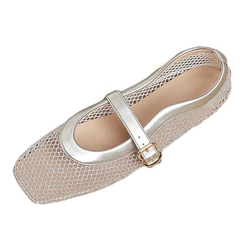 Womens Mesh Ballet Flats Fishnet Comfortable Mary Jane Flat Shoes Dressy Casual Ballerina Walking Flat Shoes