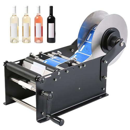 Máquina etiquetadora manual para botellas de conservas y latas redondas en talleres