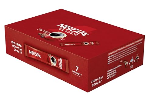 NESCAFÉ Classic Sticks, löslicher Bohnenkaffee in praktischen Einzelportionen, kräftiger Geschmack und intensives Aroma, 200g, 100er Pack (100 x 2g)