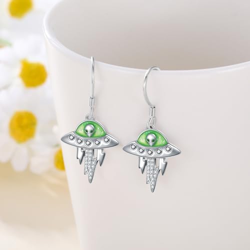 Alien Earrings 925 Sterling Silver Alien UFO Earrings for Women Funny Alien Jewelry for Women3