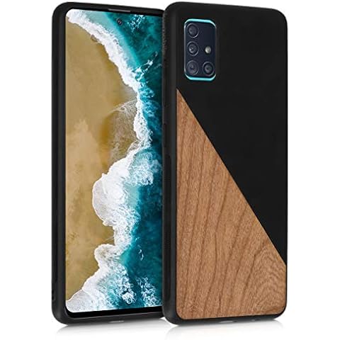 kwmobile Funda Compatible con Samsung Galaxy A51 - Carcasa de Madera y Cuero sintético Cover