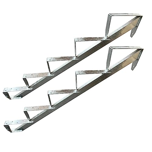 Cadre d'escalier en bois robuste avec limon acier galvanisé 5 marches