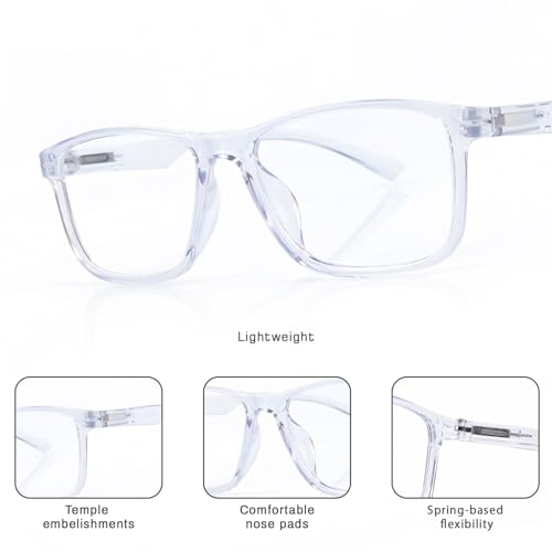 Image of UV Protection Glasses Blue Cut Blocking Harmful Rays Glasses for Men & Women Zero Power Computer Specs Eye Protection Lightweight Frame with Case & Cleaning Cloth