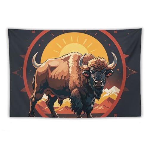 Tapisserie bison d'Amérique rideau esthétique pour chambre à coucher et salon