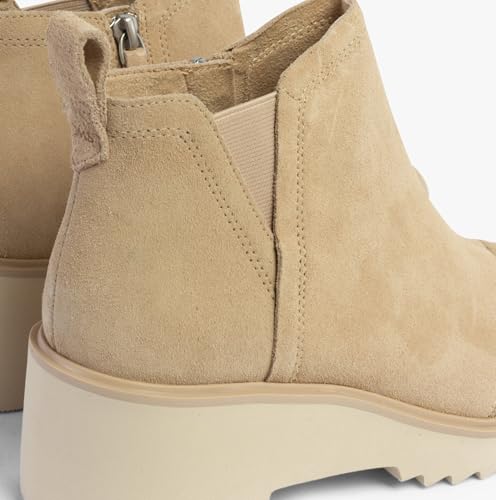 Image of TOMS Women's Maude Wedge Boot, Leather Upper, OrthoLite Insole, Side Zip, Lightweight