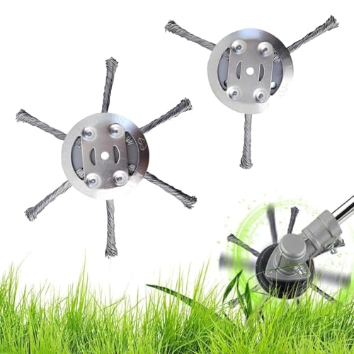 2 Piezas Cepillo para Desbrozadora De Hierbas Silvestres, Cabezal Alambre Acero, Cortar Hierba Cepillo 5 mm Diámetro Malas Cortador, Repuesto para Cortacésped, Cortabordes De Alambre Acero Césped